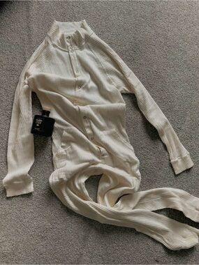 Modus Vivendi Natural Line Ribbed Union Suit Cream Men’s Size L NWOT